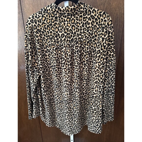Animal Print Oversized Button Down Knit Top/Jacket Sz 2X Stretchy Pocket - Picture 5 of 5
